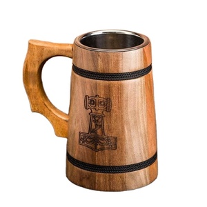 Meilleurs verres à bière en bois d'acacia indien Tasse décorative de restaurant à la main unique Nouveau design Forme de taille personnalisable - Product Image 4