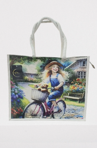 Bolsa de Mano de Lona con Diseño Moderno y Estampado Personalizado, con Cierre de Cremallera, Patrón Sólido, Bolsa de Compras Reutilizable para Todas las Temporadas, URBAN TOTE - Product Image 6