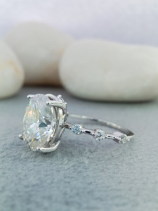 Oval Cut Classic Fine Jewelry 14K Solid White/Yellow Gold VVS Lab Grown Diamond Solitaire Engagement Ring 3.0 CT Wedding Ring - Product Image 3