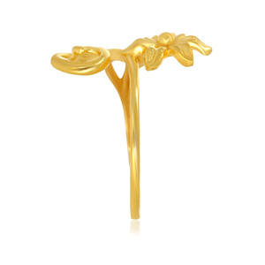 Spiral and Flower Gold <b>Ring</b> Elegant Gold Plated Floral Spiral <b>Open</b> <b>Ring</b> with Intricate Flower Blossom Design and Artistic Curved - Product Image 3