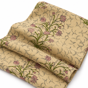 Tissu en voile de coton biologique imprimé beige, écologique, léger, à motif floral, 90 GSM, pour robe, rideau, housse de coussin, décoration intérieure - Product Image 5