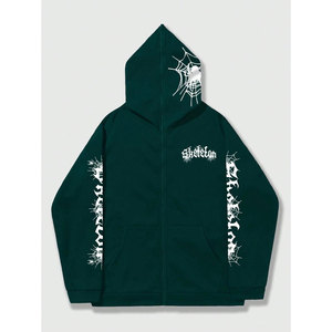 Europe United Sweat-shirt à capuche unisexe à fermeture éclair, coupe ample et ajustée, en polaire à séchage rapide, imprimé hip-hop streetwear avec éléments araignée et motifs originaux - Product Image 2