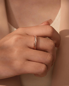 Anillo de Boda de Oro Rosa con Diamantes Cultivados en Laboratorio - Product Image 4