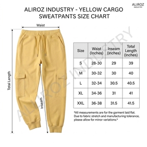 Pantalon de survêtement jaune décontracté pour homme, taille élastique, cordon de serrage, poches latérales, en coton mi-lourd, idéal pour l'automne - Product Image 3