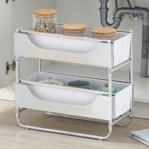 Étagères de rangement domestiques sous-évier, support de rangement à double tiroir en tube d'acier, portable pour cuisine, meilleur prix eBay, vente en gros Taïwan - Product Image 1