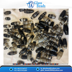 Perles Sulemani rayées noir et blanc, perles cylindriques pour bracelets tribaux masculins, fabrication de bijoux DIY, export du fabricant - Product Image 3