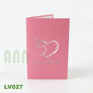 High Quality 3D Handmade Pop-Up Wedding Invitation <b>Card</b> with Envelope Custom Printed Couples Handicraft Christmas <b>Occasions</b> Sale - Product Image 3