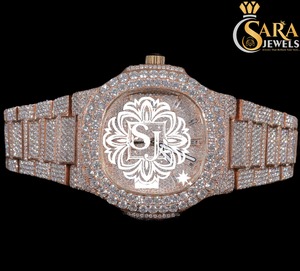 Relojes mecánicos de diamante cultivado en laboratorio blanco y morado de joyería fina bajo demanda disponibles a precio de fábrica - Product Image 1
