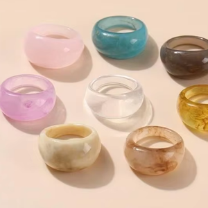 Resin <b>Rings</b> Set Round Circular Fashion Jewelry Handmade Artistic Design by blossom <b>craft</b> india - Product Image 2