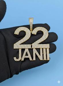 Colgante de Hip Hop con Letra Personalizada de Diamante Moissanita en Plata 925 Chapada en Oro, Joyería Bling Iced Out, Fabricante de India - Product Image 6