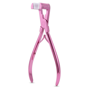 Pince à presser pour extensions capillaires de 7 pouces, rose brillant, légère, avec cadre perforé et mâchoires coussinées en acier inoxydable - Product Image 1