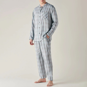Ensemble pyjama à manches courtes pour hommes, vêtements de nuit légers d'été, vêtements de maison doux, vêtements de détente en deux pièces, mélange de coton respirant - Product Image 5