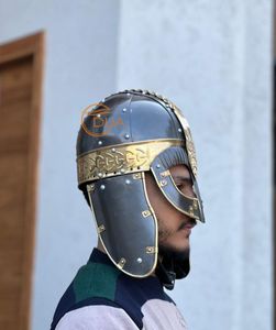 Masque Viking Norvégien Médiéval, Casque d'Armure Spectaculaire, Authentique en Fer Gjermundbu Plaqué Or-Gris pour Thanksgiving et Noël - Product Image 5