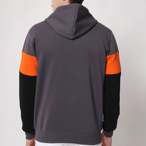 เสื้อฮู้ดแจ็คเก็ตสตรีทแวร์ลำลองทรงโอเวอร์ไซส์ผ้าฟลีซรักษ์โลกสีเทาชาร์โคลส้มและดำแบบซิปเต็มตัวสำหรับผู้ชาย - Product Image 3