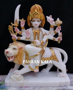 White Marble Maa Durga ji Statue - Product Image 3