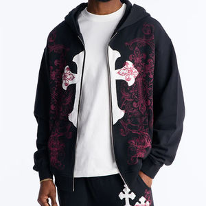 Sweat à capuche en molleton épais de haute qualité, anti-boulochage, en coton, pour l'hiver, uni - Product Image 1