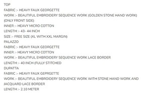FANCY GEORGETTE EMBROIDERY STONE WORK TOP PALAZZO WITH DUPATTA MAROON 411 - Product Image 4