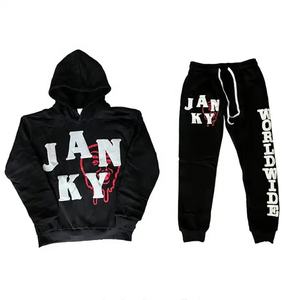 Y2K Streetwear hommes personnalisé en détresse Patch lavage à l'acide sweat à capuche zippé et pantalons de survêtement ensemble surdimensionné évasé survêtement grande taille - Product Image 3