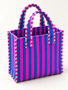 Bolso Tote de Algodón Acolchado Veer Handicrafts, Estampado Tropical Bohemio, Asas Verdes a Rayas, Cierre de Cremallera, para Viajes Diarios y Playa - Product Image 6