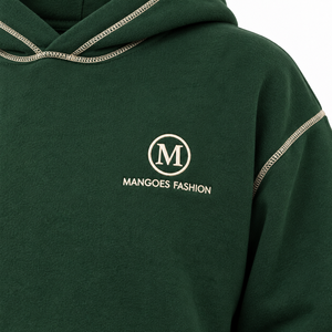 MANGOES FASHION Survêtement Homme Vert à Capuche en Coton Lourd 100% Coton, Couleur Unie, Coupe Droite, Décontracté, Manches Longues, Sweat-shirt et Pantalon - Product Image 5