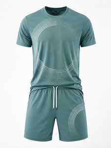 Grace Collection Men's Streetwear <b>Hooded</b> Quarter-<b>Zip</b> Short-Sleeve Top Shorts Set Quick Dry Fleece 100% Polyester Winter Solid - Product Image 6