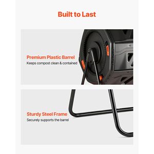 Composteur à double compartiment de 53 gallons avec 2 portes coulissantes, grand format, facile à retourner, pour le compostage extérieur, fournitures de jardinage - Product Image 6