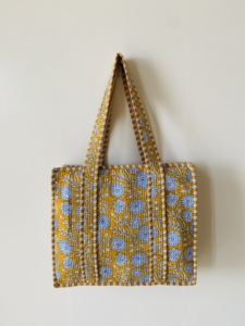 Bolso Tote Acolchado de Algodón Estilo Bohemio Hecho a Mano de Alta Calidad |   Bolso de Compras para el Hombro con Cierre Abierto para Uso Diario - Product Image 6