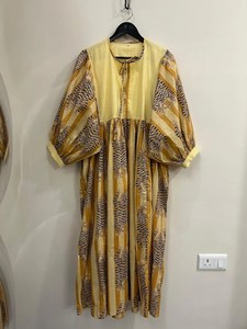 Handmade Eco-Friendly Cotton Digital Printed Floral Midi <b>Dress</b> O-Neck with <b>String</b> Closer for Women Summer - Product Image 2