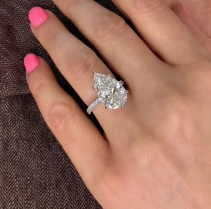925 Sterling Silver 7.50 Carat Pear Cut Lab Grown Diamond <b>Ring</b> Gift For Anniversary & Wedding - Product Image 1