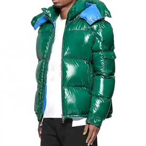 Wholesale Fashion Goose Men's Bubble Quilted Jacket Streetwear Winter Comfortable Customized Shiny Detachable Hood Adjustable - Product Image 3