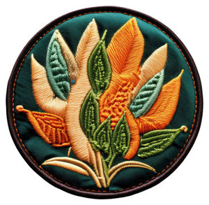 Patch brodé circulaire écologique avec motif feuilles d'automne, appliqué thermocollant, badge en tissu fait main pour cadeaux, chaussures et sacs - Product Image 1