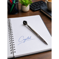 Bolígrafos elegantes plateados al por mayor, coronados con gemas naturales en bruto, artesanías de cristal, regalos empresariales para escribir y firmar.