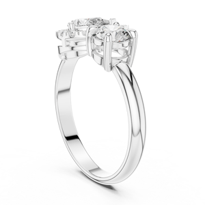 Bague de fiançailles Toi et Moi en Moissanite, taille ronde, design halo en forme de poire, en alliage d'or jaune 14K, vente en gros d'usine, bijoux fins pour fêtes - Product Image 3