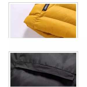 เสื้อแจ็คเก็ตบุนวมลายทางสีดำ เทา เหลืองสำหรับผู้ชาย – เสื้อคลุมกันหนาวแบบมีฮู้ดสไตล์ลำลอง - Product Image 3