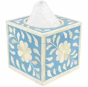 Caja de pañuelos con incrustaciones de hueso de lujo, caja de pañuelos hecha a mano con incrustaciones de hueso a la venta a granel de La India - Product Image 5