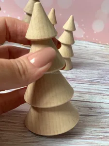 ของตกแต่งโต๊ะไม้รูปทรงต้นคริสต์มาสแบบหลายชั้นงานหัตถกรรมวันหยุดทำด้วยมือสำหรับบ้านตามเทศกาล - Product Image 4