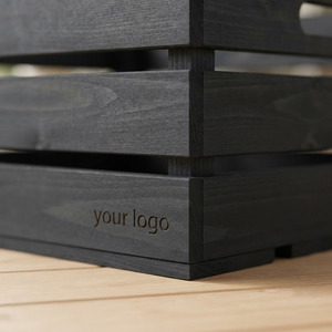 WeWood Custom Black <b>Wood</b> Pallet Box Freestanding Multifunction Engraved Slatted <b>Storage</b> <b>Crate</b> Private Label Home Decor - Product Image 2