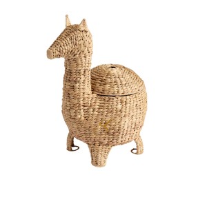 Cesta de Jacinto de Agua con Forma de Alpaca y Tapa Desmontable, Organizador de Juguetes de Mimbre para Guardar Animales de Peluche, Contenedor para Guardería - Product Image 1