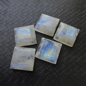 Rainbow Moonstone Tablet Cut Square Shape Flat Back Calibrated AAA+ Gemstone, for Jewelry Making - Product Image 2