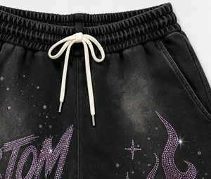 <b>Men</b> Vintage <b>Black</b> Washed 100% Cotton Quick Dry Breathable Mid Waist Frayed Raw Hem Drawstring Elastic Sweat <b>Shorts</b> Custom <b>Shorts</b> - Product Image 5