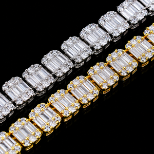 Trendy Baguette and Round Cut Moissanite <b>Statement</b> <b>Necklace</b> 925 Silver Silver Plated Channel Setting Unisex Luxury Party Jewelry - Product Image 5