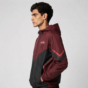 Men's Hooded Stand Collar Waterproof <b>Reversible</b> Windproof Canvas Windbreaker <b>Jacket</b> OEM Customizable Colors Zipper Front Back - Product Image 6