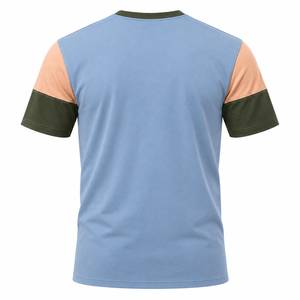 เสื้อยืดกีฬาผู้ชายสีบลูมิสท์พรีเมียมพร้อมแขนเสื้อสีแอปริคอทและสีโอลีฟสำหรับออกกำลังกาย - Product Image 5