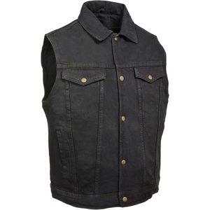 Chaleco Vaquero de Cuero para Hombre 2025 con Cierre a Presión, Cuello Camisero, Resistente al Viento, Talla Grande, en Negro o Azul-DM1331 - Product Image 1