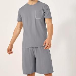 Wholesale Summer Men Casual Shorts <b>Sets</b> Plain Color Solid Short <b>Set</b> Men's Clothing Cotton Polyester Pocket and Logo <b>Twin</b> <b>Set</b> - Product Image 1