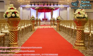 Décoration d'allée de mariage sud-indienne, thème Moghol, avec Diya, pour scène de cérémonie de mariage et aménagement de salle de réception de mariage, UK - Product Image 6