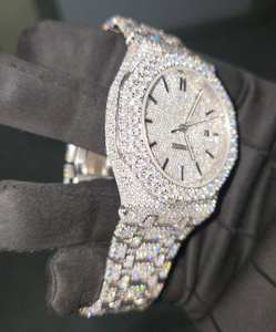 Luxury Fashion <b>Men's</b> Alloy Stainless Steel Iced Diamond Analog <b>Watch</b> VVS Moissanite Glass 3BAR Water Resistant 42mm Mechanical - Product Image 4