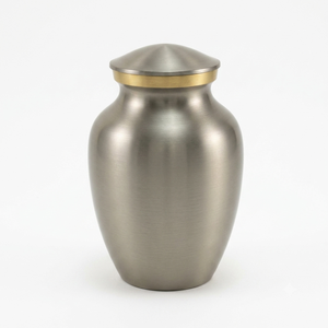 Vase en aluminium au design moderne avec bordure dorée, grande capacité, durable et portable, pot commémoratif funéraire, impression personnalisable - Product Image 1