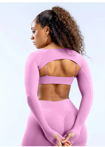 เสื้อยืดออกกำลังกายทรงสลิมฟิต แห้งเร็ว กระชับรูปร่าง สีพื้น สำหรับโยคะ ระบายอากาศได้ดี ไซส์ใหญ่ น้ำหนักเบา แขนยาว รุ่นปี 2026 - Product Image 5