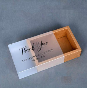 Semi-Clear Frosted PVC Sleeve Drawer <strong>Box</strong> with Custom Hot Stamp Logo for Wedding Party Gift Packaging - Product Image 4
